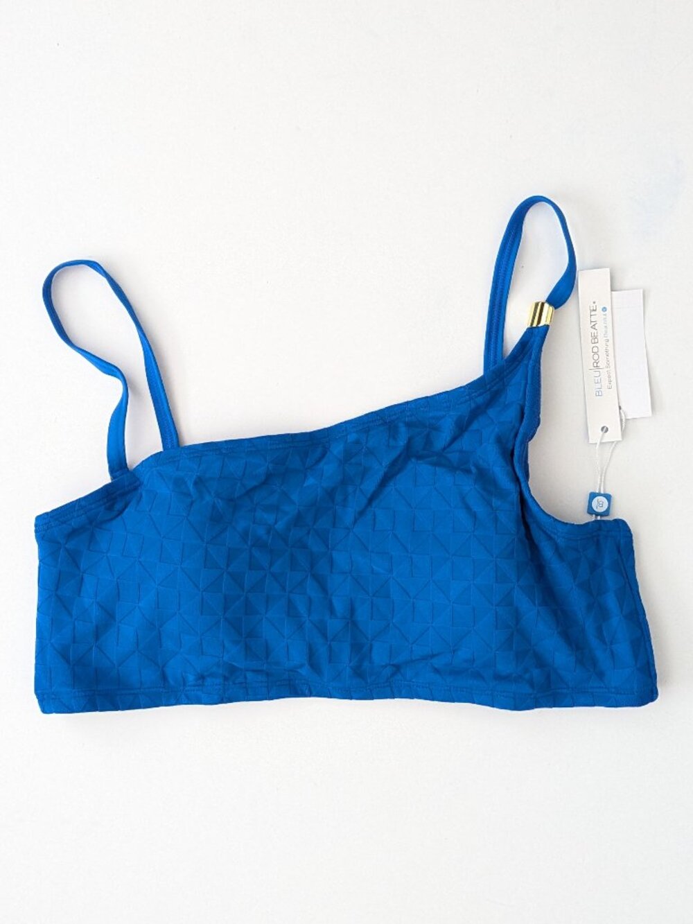 Bleu Rod Beattie Textured Asymmetrical Bikini Top Ocean Tropic Blue Womens 12